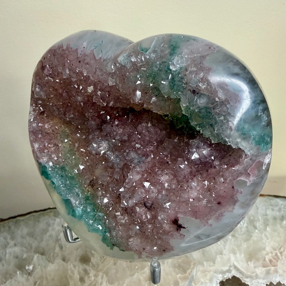 Heart-Shaped Crystal Geode Decor - Picture 2 of 7